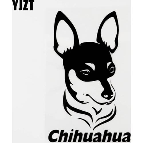 YJZT 9.9CM×16CM Interesting Animal Dog Chihuahua Vinyl Car Sticker Decal Black/Silver 8C-0361
