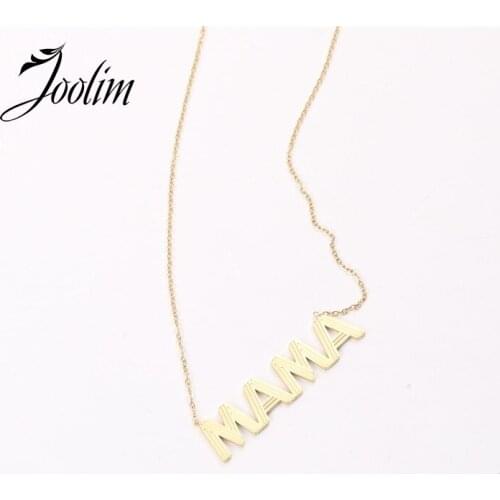 Joolim Jewelry Gold Finish Unique Letter Necklace Stainless Steel Necklace