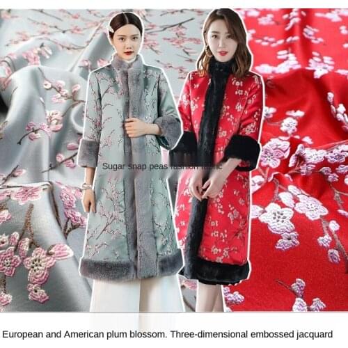 Retro plum three-dimensional embossed yarn-dyed jacquard fabric, sewing fabric factory shop is not out of stock