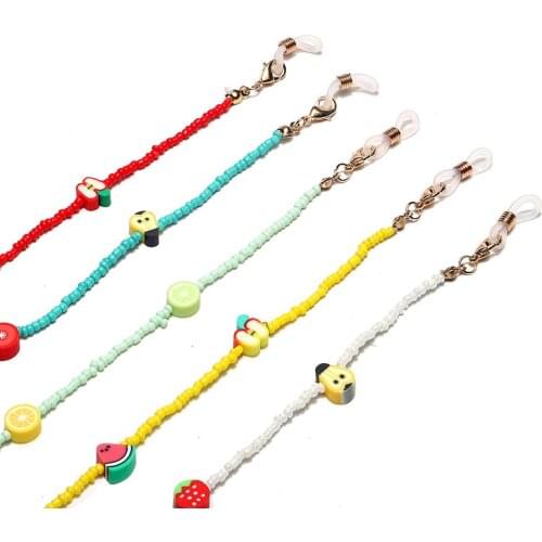 Women Clay Bead Glasses Chain Mask Chain Necklace Boho Necklaces Sunglasses Eyewears Cord Holder Neck Strap Eyeglass String