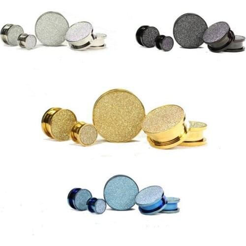 1Pair Ear Expander Fake Piercing Jewelry Copper Earring Flesh Tunnel Plug Tunnels Stainless steel frosted Plugs 6-25mm