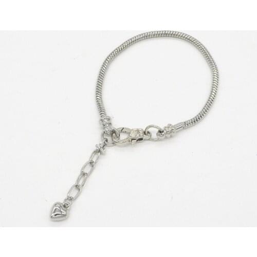 10pcs Fashion Women European white k Lobster clasp Bracelet charm chain fit European jewelry Bead diy production js466