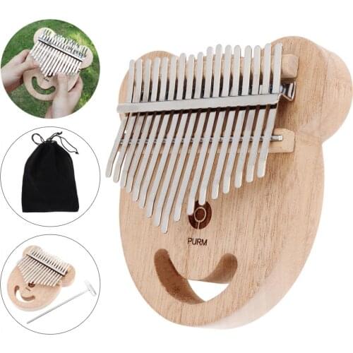 17 Key Mahogany Bear Face Shape Thumb Piano Kalimba Mbira with Tuning Hammer for Beginner