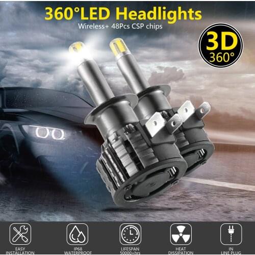2pcs Car Headlamp 60W 12000LM Canbus LED Headlight Bulbs H1 H7 H11 9005 9006 9012 G11 6000K High Brightness Car Fog Light Bulbs