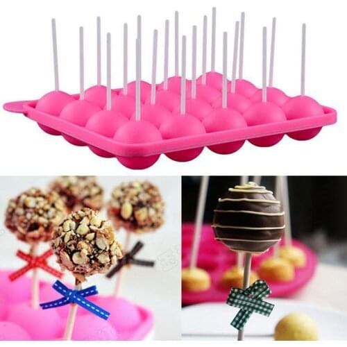 20 Holes Round Lollipop Silicone Mold Baking Spherical Chocolate Cookie Candy Maker Pop Lollipop Mold Stick Tray Cake Mould