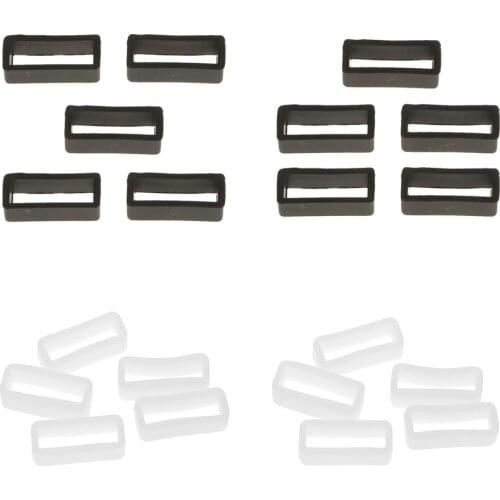 20x Rubber 22mm Silicone Strap Loops Holder Retainer White+Black