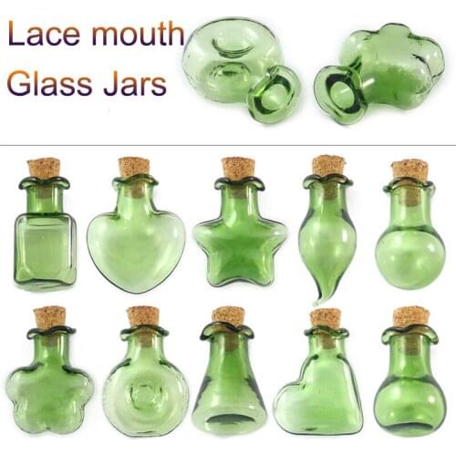8PCS Mini Glass Green Cork Bottles DIY Pendants Cork Stopper Storage Vial Empty Sample Jars Wishing Bottle Home Decoration