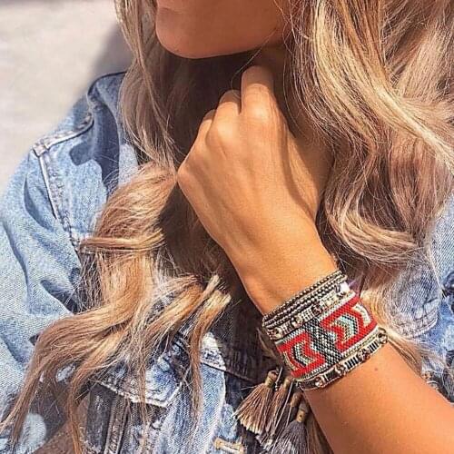 BLUESTAR Friendship Bracelet Gemetric Pattern Pulseras Mujer Moda Gold Crystal Bead Armband Handmade MIYUKI Jewelry Accessories