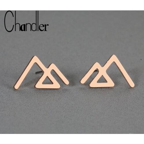 Chandler 2020 New Stainless Small Peak Mountain Earring For Women Geometric Triangle Peace Design Jewelry Mom boucle d'oreille