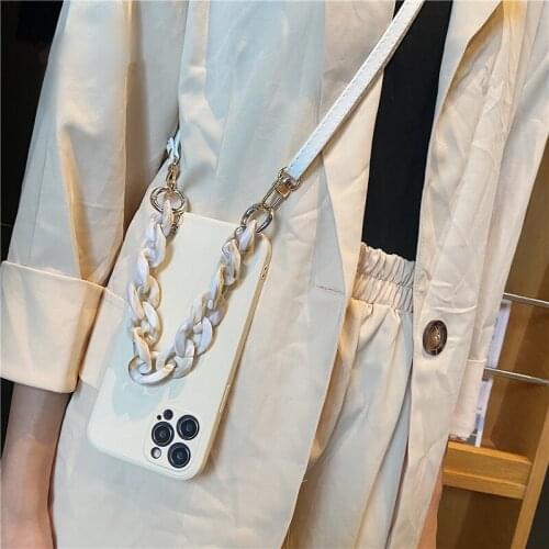 Marble Bracelet Crossbody Cover For iPhone 11 12 Pro Max 12 Mini XR X XS 7 8 Plus Case Shockproof Camera Protection Long Lanyard