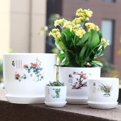 Chinese Style Garden Flower Pot Desk Plant Pot Creative Succulent Planter Pot Home Garden Decoration Green Plant Flowerpot