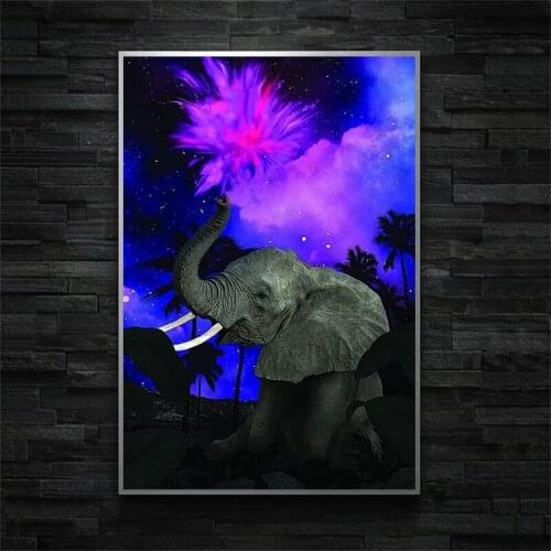 Fantasy Colorful Elephant Zebra Lion Fun Wall Art Poster Printing Canvas Wall Art Decoration Living Room Decoration Frameless