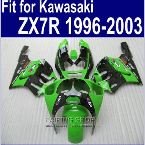 Hot sale Black Green Fairings Fit for Kawasaki ninja ZX7R 1996 1999 1998 2002 2003 96-03 Fairing kit SZ42