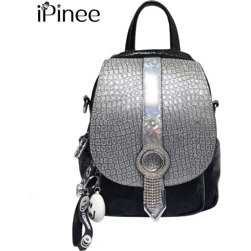 IPinee Microfiber Synthetic Leather Woman Backpack Bag Rhinestone Diamond Mini Mochila Dual-use Bolsa Feminina Tassel Luxury Pur
