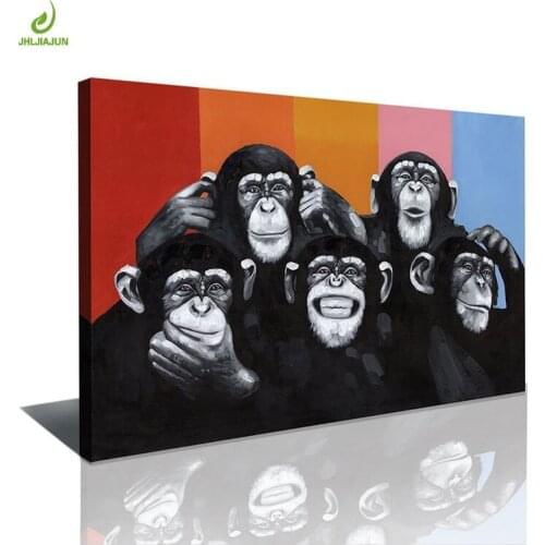 JHLJIAJUN Nordic Chimpanzee Painting Nordic Animal Wall Art Print And Poster Dining Living Room Bedroom Home Decor Painting