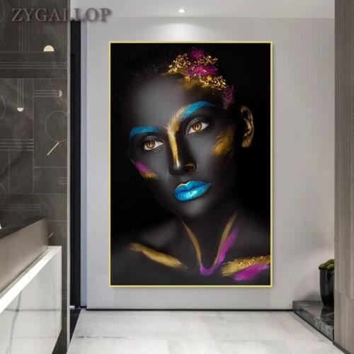 Makeup Black Woman Oil Paintings On Canvas Cuadros Africa Wall Art Posters and Prints Girl Wall Pictures for Living Room Decor