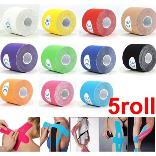 Kinesiology Tape 5 Rolls Athletic Recovery Self-adhesive Elastic Bandage Sport Taping For Ankle Shoulder Knee Back breast lift
