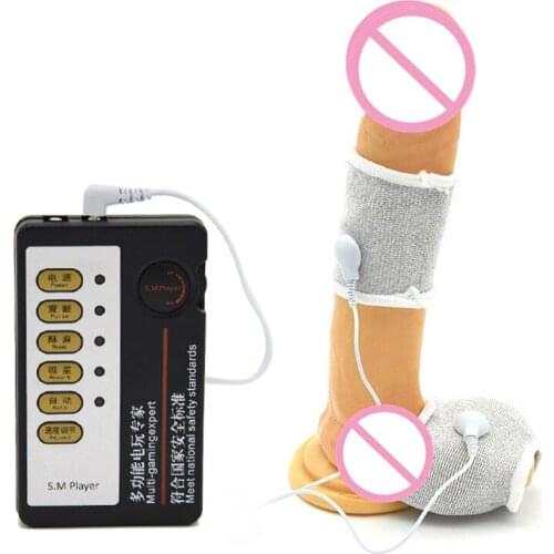 Electric Shock Penis Ring Scrotum Bondage Chastity Cock Cage Stretcher High Performance Host Adult Games Sex Toy For Man