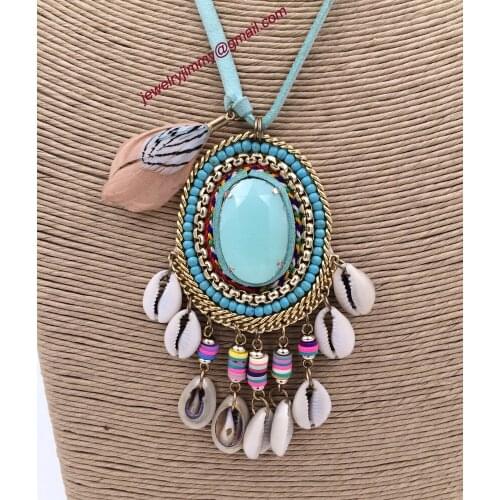 2015New personalized handmade jewelry supplier pendant beaded chain boho long Necklaces for women