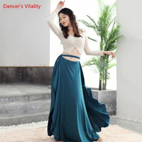 Belly Dance Suit V-Neck Top Long Sleeve Split Skirt Performance Practice Clothes Set Female Temperament Competition Clothing