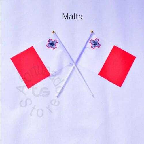 Malta flag Banner 14*21cm hand waving National flag Home Decoration flag banner