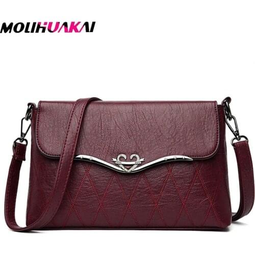 Molihuakai Ladies Multi-pocket Messenger Bag High Quality Soft PU Leather Shoulder Bags Casual Crossbody Bags for Women 2020 New
