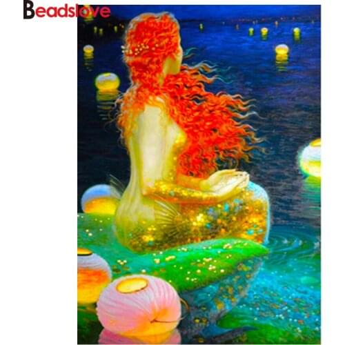 Full Square round drill Diamond painting Diamond embroidery kits Mermaid Victor Nizovtsev Cross stitch mosaic decoration gift