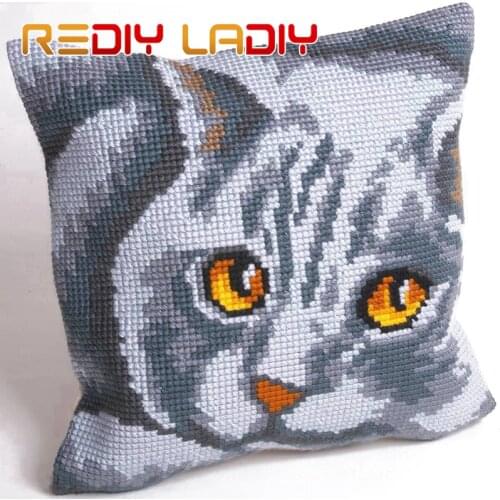DIY Cross Stitch Cushion Cover Lion Cat Dog Chunky Cross-Stitch Kits 100% Acrylic Yarn Pillow Case Home Decor Hobby & Crafts