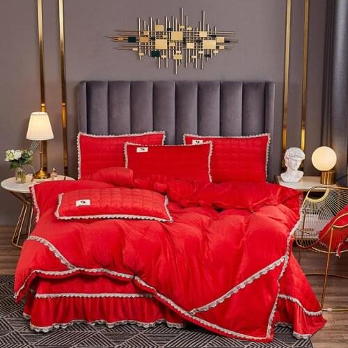 2020 new products Thickened warm crystal velvet Pure cotton quilting Lace lace Bed Set luxury bedding king size 4-piece set