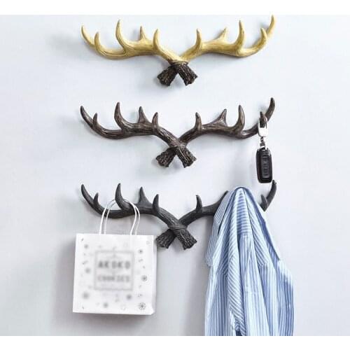 Original Home Resin Deer Antler Decoration Hook Decorative Retro Wall Holder Craft Decor Key Coat Hanger