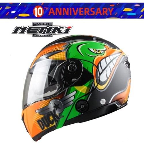 1PCS NENKI Professional Flip Up Motorcycle Helmet Full Face Double Lens Racing Motorbike Moto Motocross Off-road Helmets