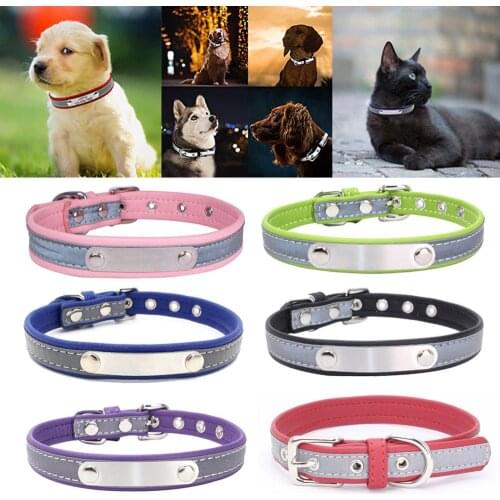 Adjustable Padded Dog Collar Reflective Collar Durable Breathable Small Medium Large Dogs Cat Collars Coay Soft with Nameplate