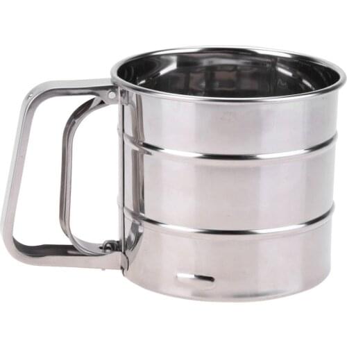 1pcs Handheld Flour shaker Stainless Steel Mesh Sieve Cup Icing Sugar Bake Tool Semi-automatic Cake Utensils Cocoa Powder Baking