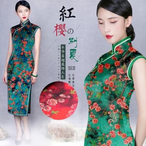 PRINTED SILK STRETCH SATIN 118cm width 19momme Pure Silk Fabric Pink Color Floral Printing Dress Sewing Material