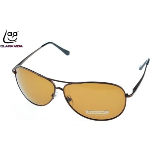 BRAND CLARA VIDA Summer Style Brown Polarized Sunglasses Mens Driving Pilot Sun Glasses Double Bridge Classic Decoration Uv400