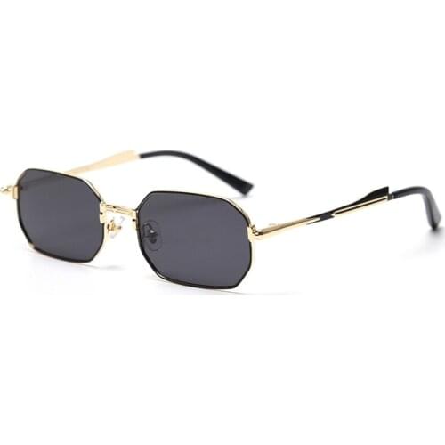 Veshion Gold Metal Rectangular Sunglasses Men Polarized Uv400 Retro Male Female Sun Glasses Vintage Irregular 2021 Summer