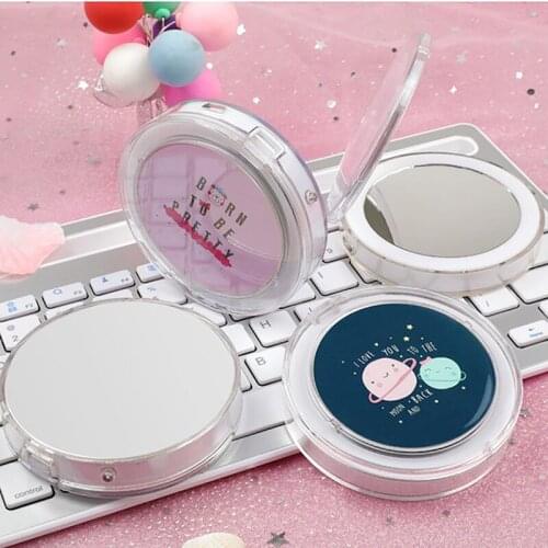 TY247 LED Mini Makeup Mirror Hand Held Fold Small Portable Micro USB Cosmetic Mirror