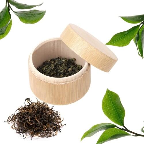 Teaware Wooden Matcha Container Organizer Mini Round Bamboo Tea Box Handmade Natural Tea Jar Storage Holder Tea Caddies