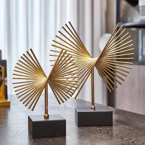Creativity Metal Abstract Crafts Furnishings Golden Line Modern Home Decoration Miniature Figurines Room Decoration Accessories