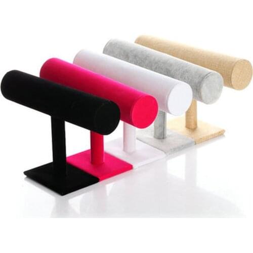 Black Velvet Bracelet Chain Watch T-Bar Rack Jewelry Hard Display Stand Holder Jewelry Organizer Hard Display Stand
