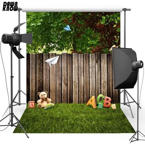 DAWNKNOW Wood Wall New Fabric Polyester Background For Personal Tree Grassland Vinyl Backdrop For Wedding Photo Studio S2256