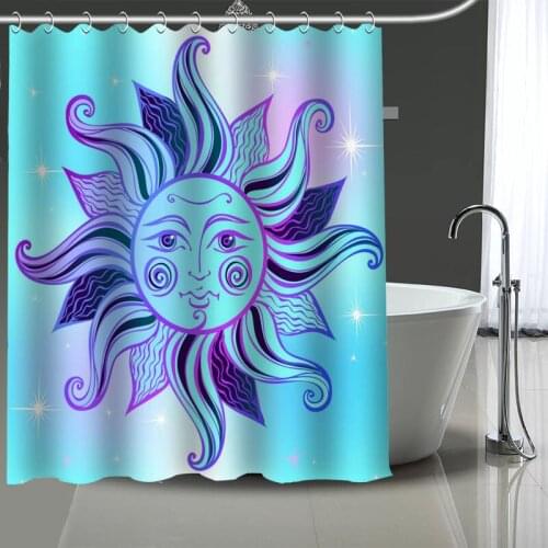 Vintage Sun Custom Pattern Polyester Bath Curtain Waterproof Shower Curtains DIY Bath Screen Printed Curtain For Bathroom