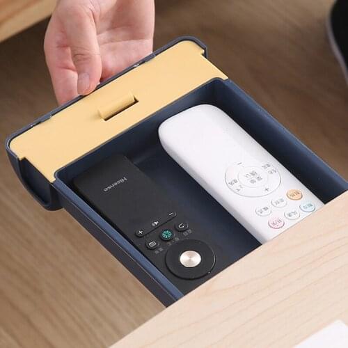 Under Desk Drawer Adhesive Storage Box For Office Pen Holder Hidden Sorting Box Kitchen Knife Fork Storage Tray Organizer NEW