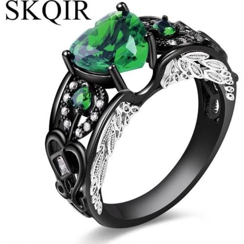 Green Heart Birth Stone Rings 4Colors Crystal Wedding Ring Stainless Steel Rings for Women Wedding Jewelry Accessories Gi