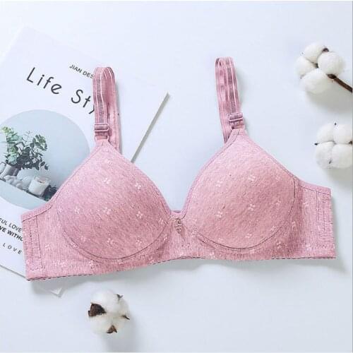 Print floral lace bralette sexy push up cotton soft bra solid A B cup bras for women plus size 75 80 85 90 95 100 vs bh tops C09