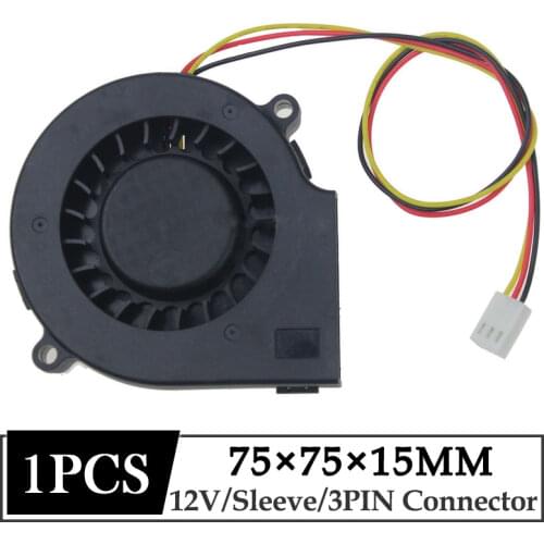 1 Piece Gdstime 3 Pin 12V 75x75x15mm 75mm Turbo Blower Radial DC Cooling Fan