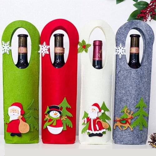 10pcs Wine Bottle Christmas Cover Cartoon Santa Snowman Party Ornament Decor Table Xmas Bar Party decoration Storage bag