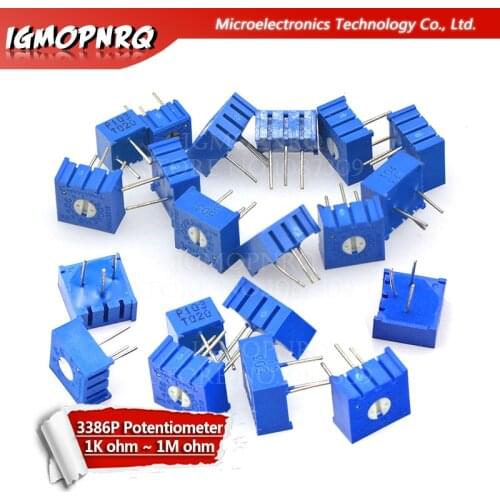 10PCS/LOT 3386P potentiometer precision adjustable resistance 100 200 500 ohm 1K 2K 5K 10K 20K 50K 100K 200K 500K 1M ohm 103