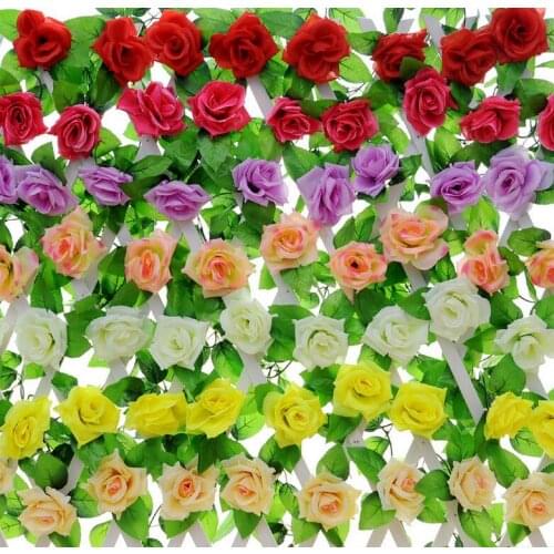 2.5m 8.2ft Artificial Silk Rose Flower Ivy Vine Leaf Garland Wedding Party Home Decor Christmas indoor outdoor decoration rattan