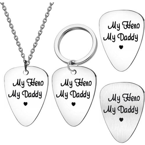 2021 new fashion popular guitar paddle Necklace stainless steel paddle birthday gift family love forever music Dad